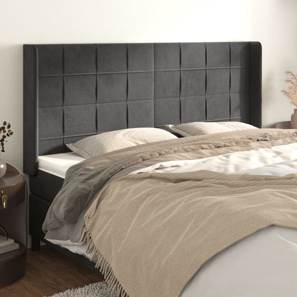 Testiera ad Orecchio GrigioScuro 163x16x118/128cm in Velluto | homemem39