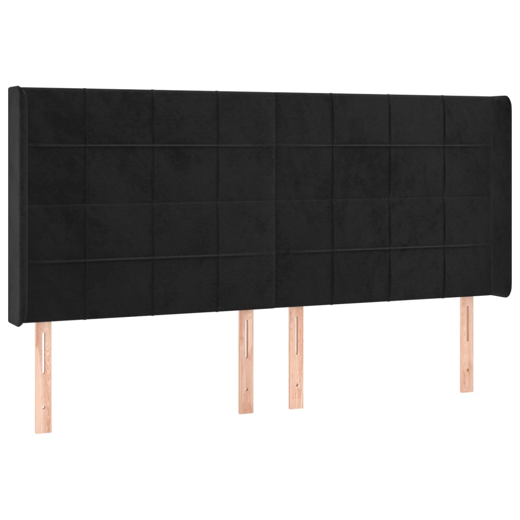 Testiera ad Orecchio Nera 183x16x118/128 cm in Velluto | homemem39