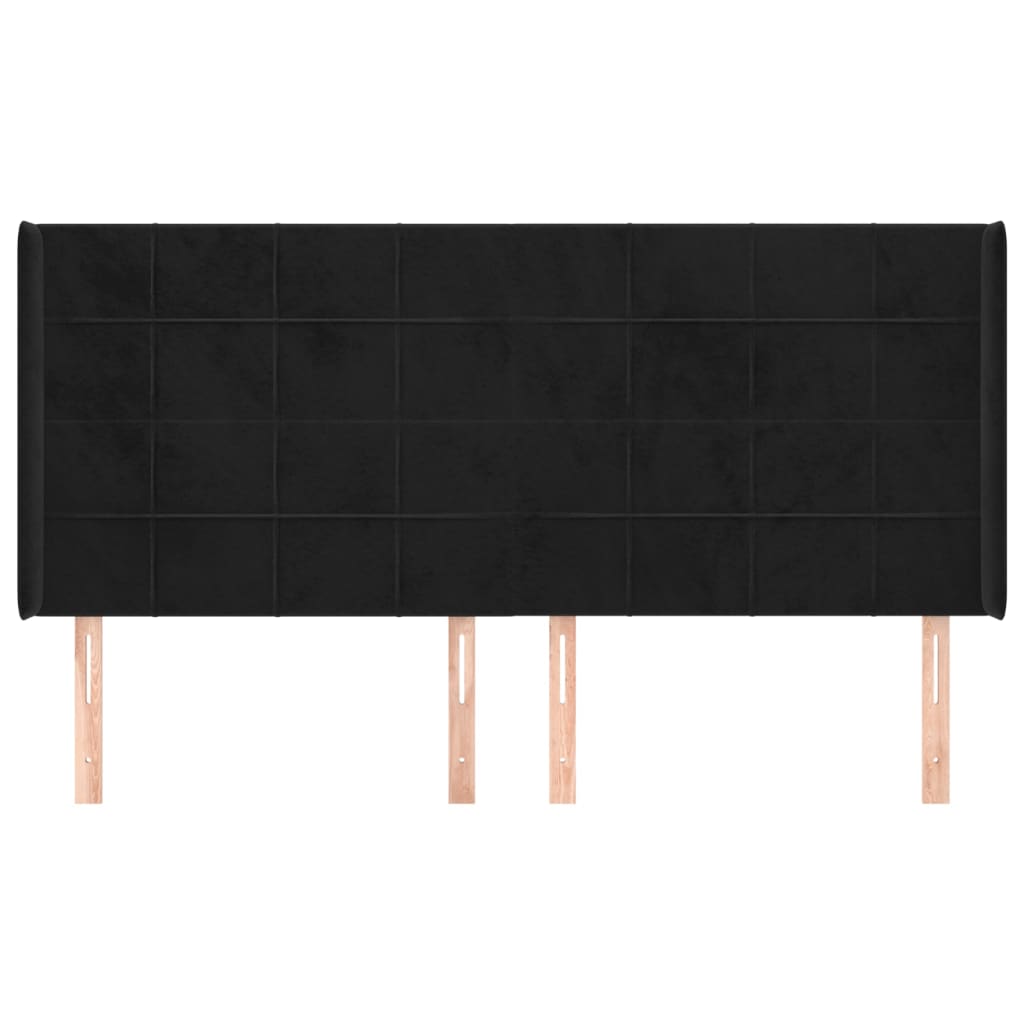 Testiera ad Orecchio Nera 183x16x118/128 cm in Velluto | homemem39