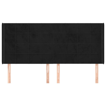 Testiera ad Orecchio Nera 183x16x118/128 cm in Velluto | homemem39