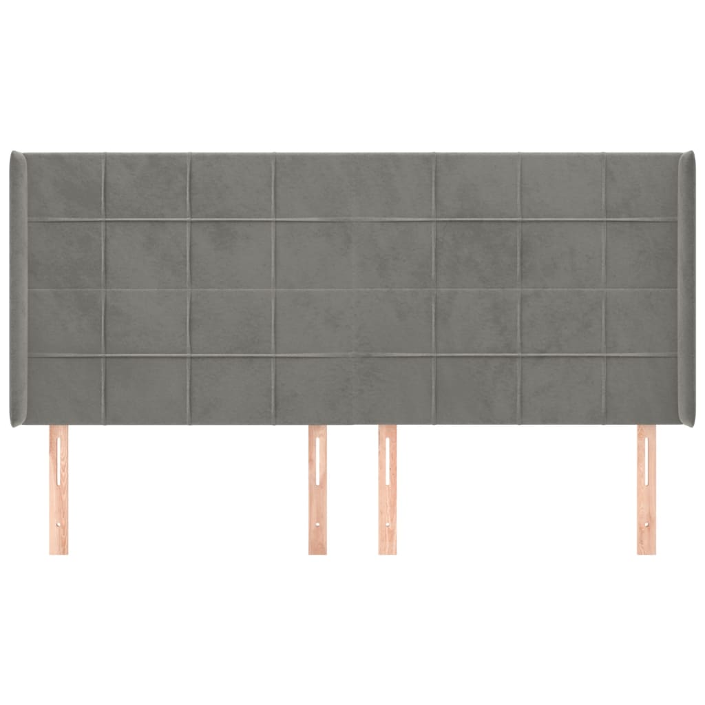 Testiera ad Orecchio Grigio Chiaro 203x16x118/128 cm in Velluto