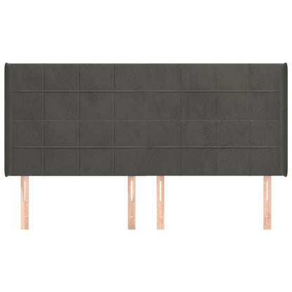 Testiera ad Orecchio GrigioScuro 203x16x118/128cm in Velluto