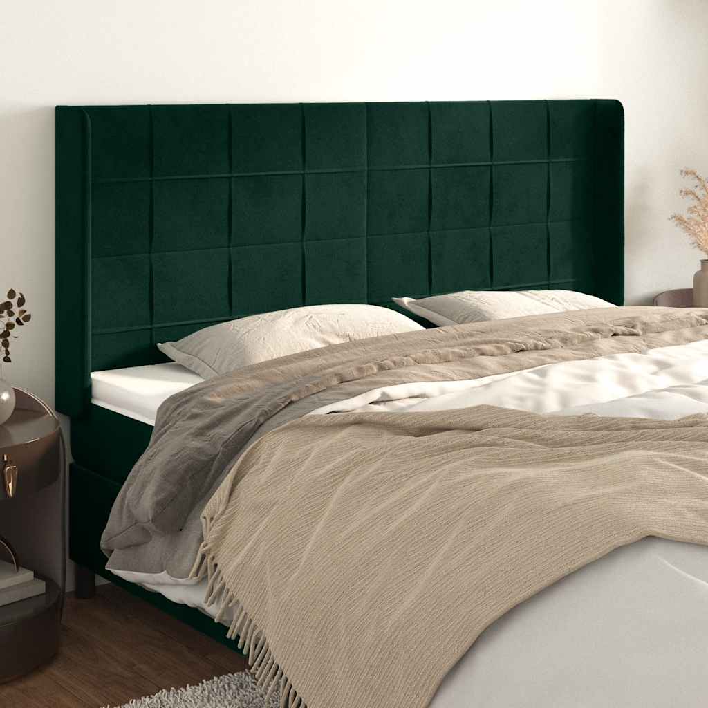 Testiera ad Orecchio Verde Scuro 203x16x118/128 cm in Velluto | homemem39
