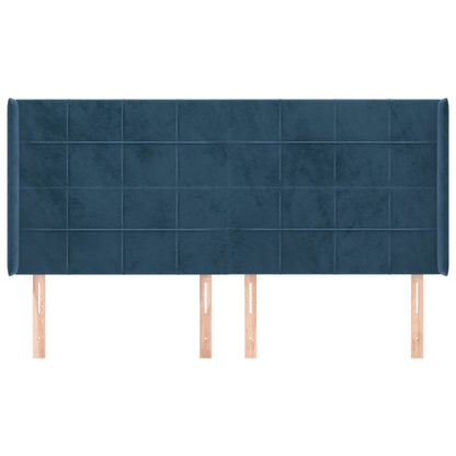 Testiera ad Orecchio Blu Scuro 203x23x118/128 cm in Velluto