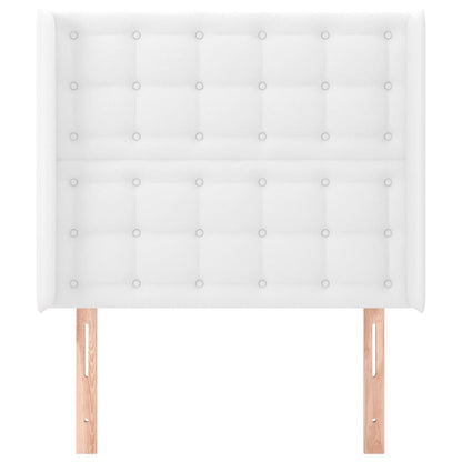 Testiera ad Orecchio Bianco 83x16x118/128 cm in Similpelle - homemem39