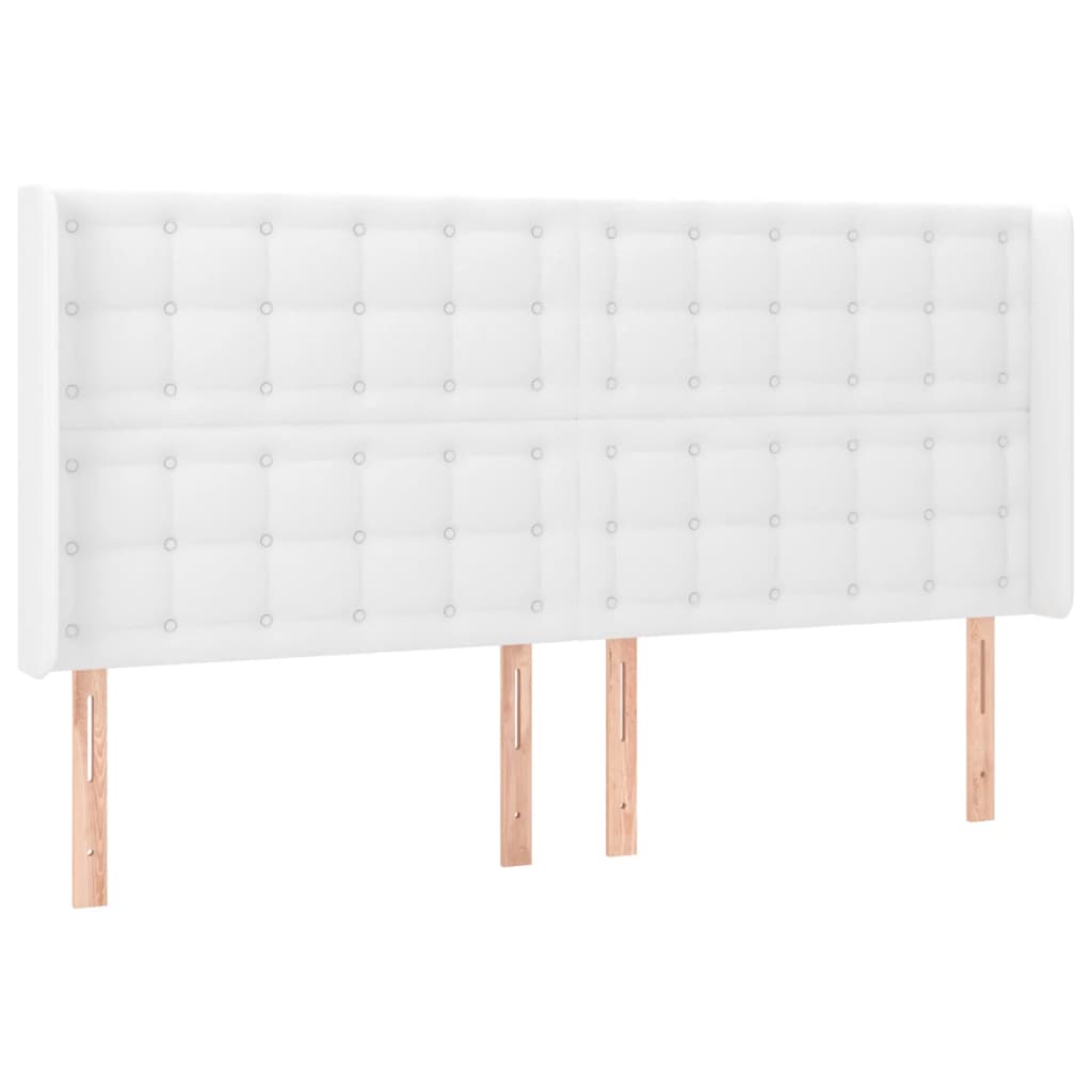 Testiera ad Orecchio Bianco 163x16x118/128 cm in Similpelle | homemem39