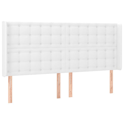 Testiera ad Orecchio Bianco 163x16x118/128 cm in Similpelle | homemem39