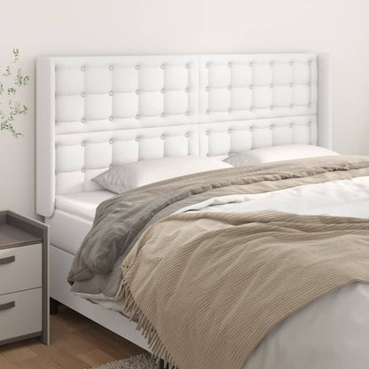 Testiera ad Orecchio Bianco 163x16x118/128 cm in Similpelle | homemem39