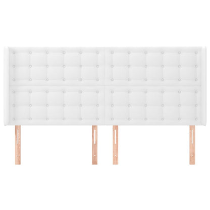 Testiera ad Orecchio Bianco 203x16x118/128 cm in Similpelle