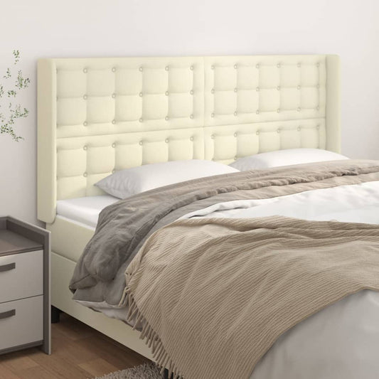 Testiera ad Orecchio Crema 203x16x118/128 cm in Similpelle | homemem39