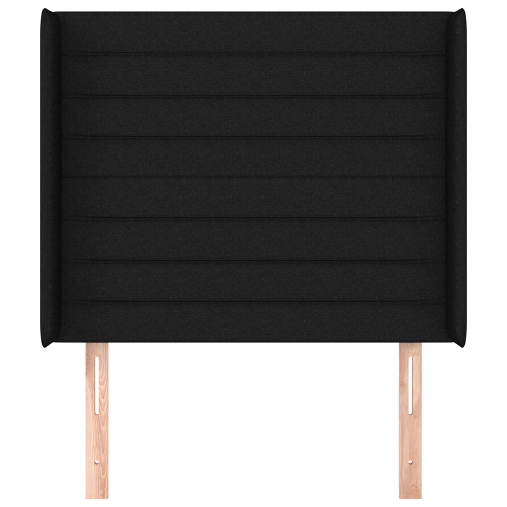 Testiera ad Orecchio Nera 83x16x118/128 cm in Tessuto