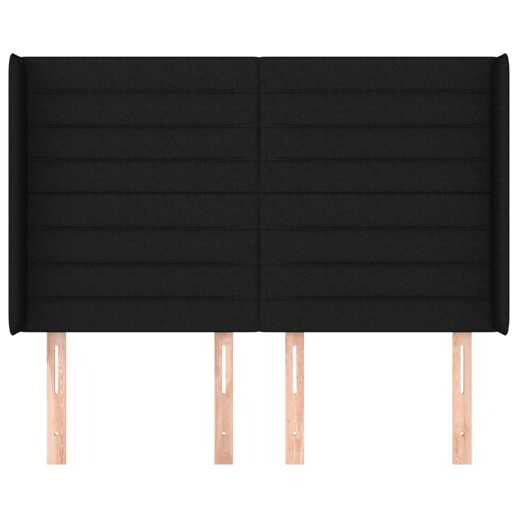 Testiera ad Orecchio Nera 147x16x118/128 cm in Tessuto