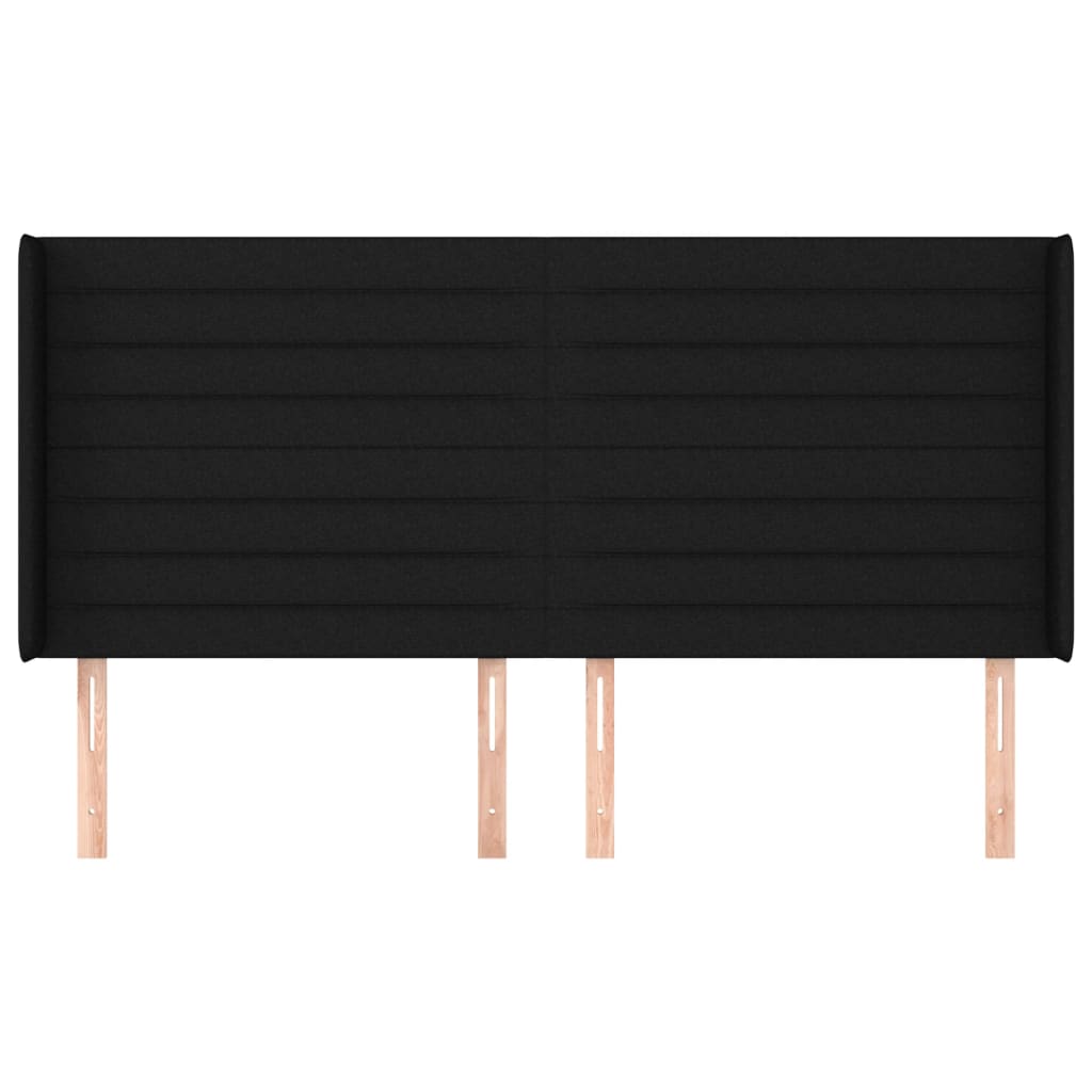 Testiera ad Orecchio Nera 163x16x118/128 cm in Tessuto