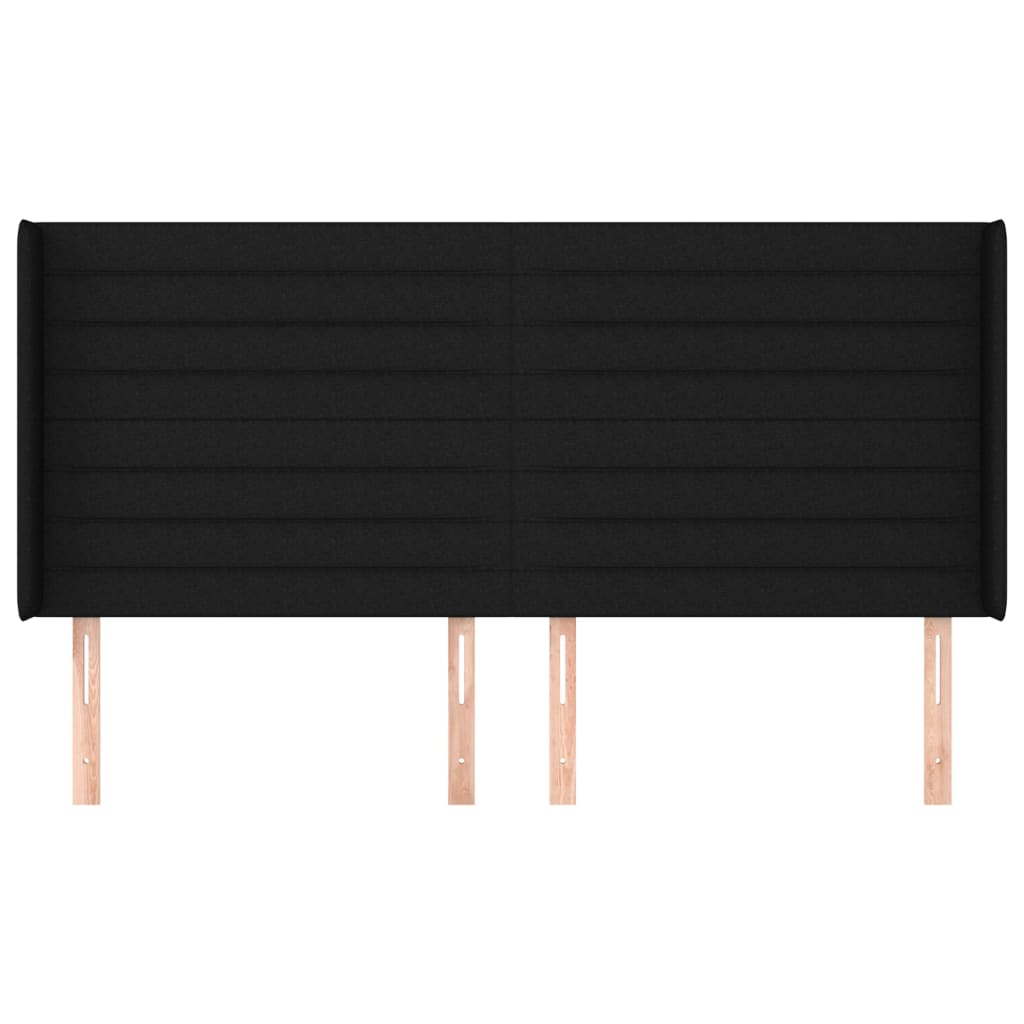 Testiera ad Orecchio Nera 203x16x118/128 cm in Tessuto