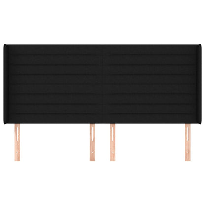 Testiera ad Orecchio Nera 203x16x118/128 cm in Tessuto