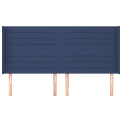 Testiera ad Orecchio Blu 203x16x118/128 cm in Tessuto