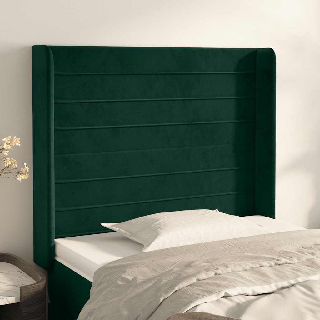 Testiera ad Orecchio Verde Scuro 93x16x118/128 cm in Velluto | homemem39