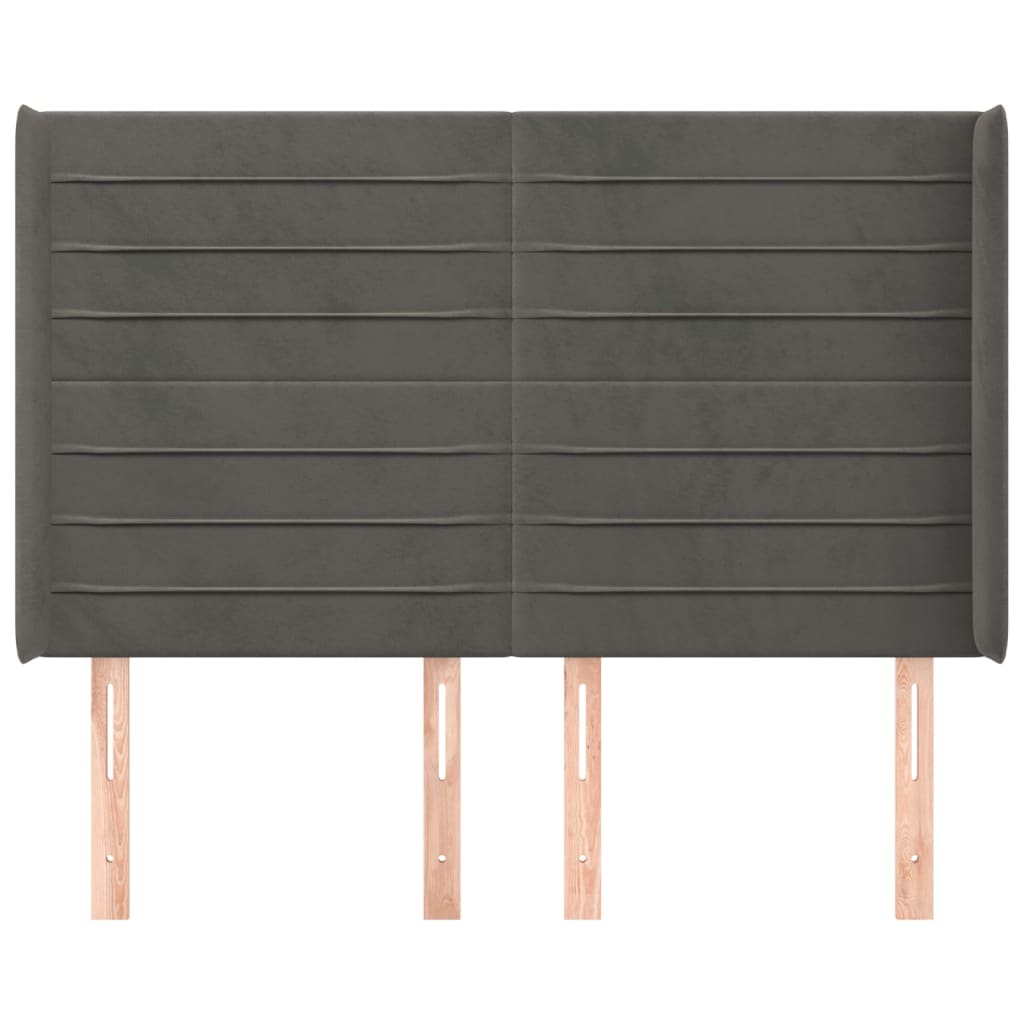 Testiera ad Orecchio GrigioScuro 147x16x118/128cm in Velluto