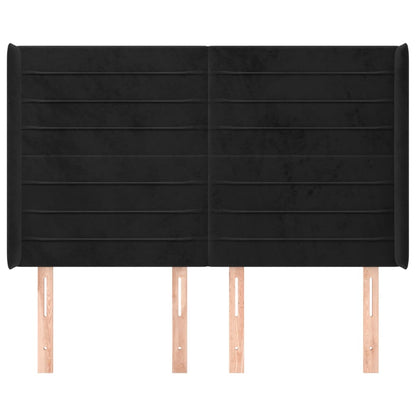 Testiera ad Orecchio Nera 147x16x118/128 cm in Velluto