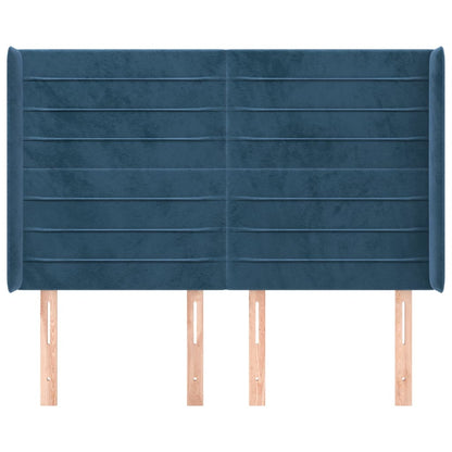 Testiera ad Orecchio Blu Scuro 147x16x118/128 cm in Velluto