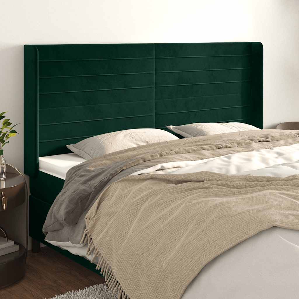 Testiera ad Orecchio Verde Scuro 183x16x118/128 cm in Velluto | homemem39