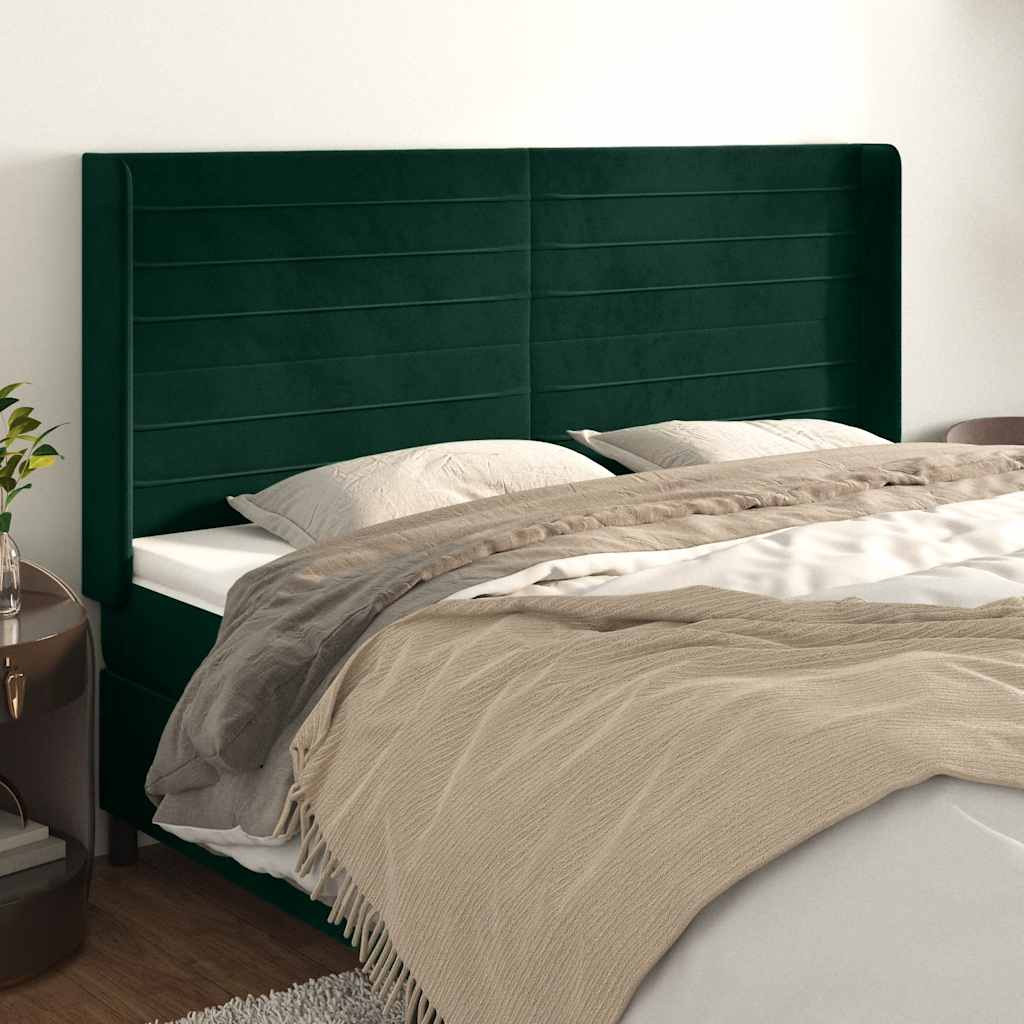 Testiera ad Orecchio Verde Scuro 203x16x118/128 cm in Velluto | homemem39
