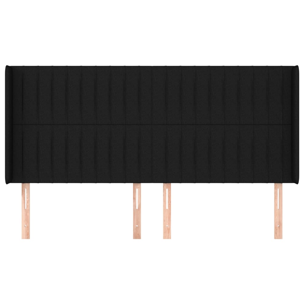 Testiera ad Orecchio Nera 163x16x118/128 cm in Tessuto