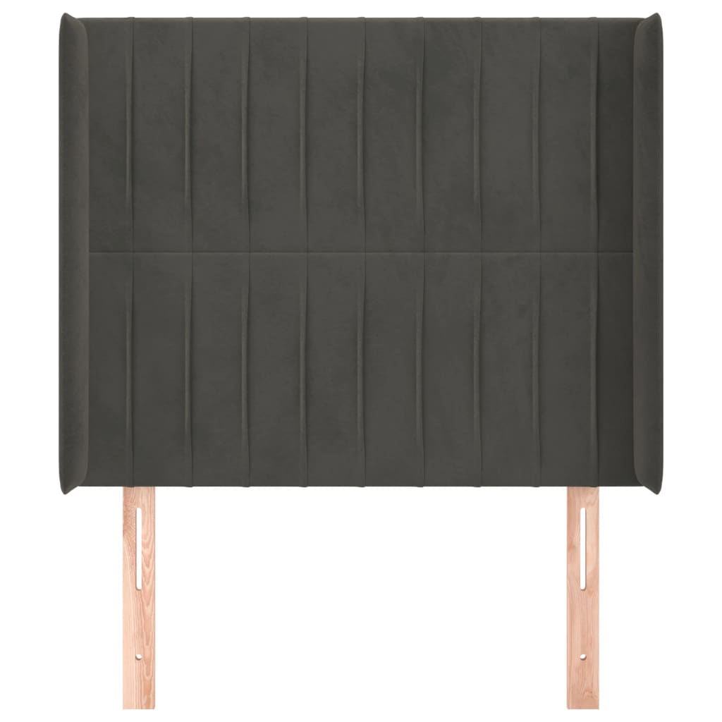 Testiera ad Orecchio Grigio Scuro 83x16x118/128 cm in Velluto