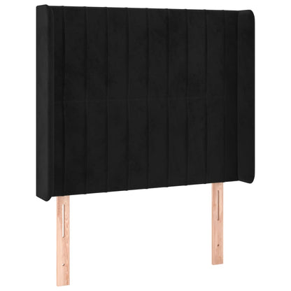 Testiera ad Orecchio Nera 83x16x118/128 cm in Velluto | homemem39