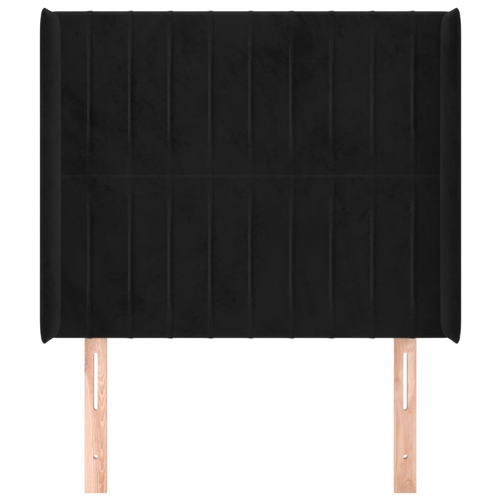 Testiera ad Orecchio Nera 83x16x118/128 cm in Velluto | homemem39