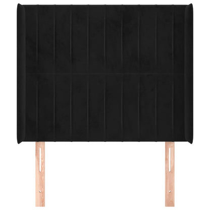 Testiera ad Orecchio Nera 83x16x118/128 cm in Velluto | homemem39