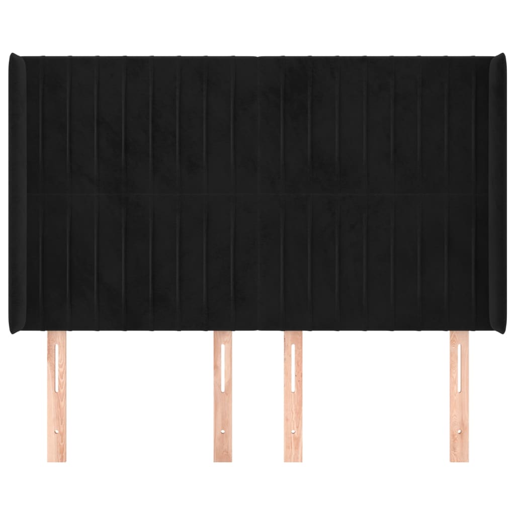 Testiera ad Orecchio Nera 147x16x118/128 cm in Velluto