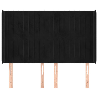 Testiera ad Orecchio Nera 147x16x118/128 cm in Velluto