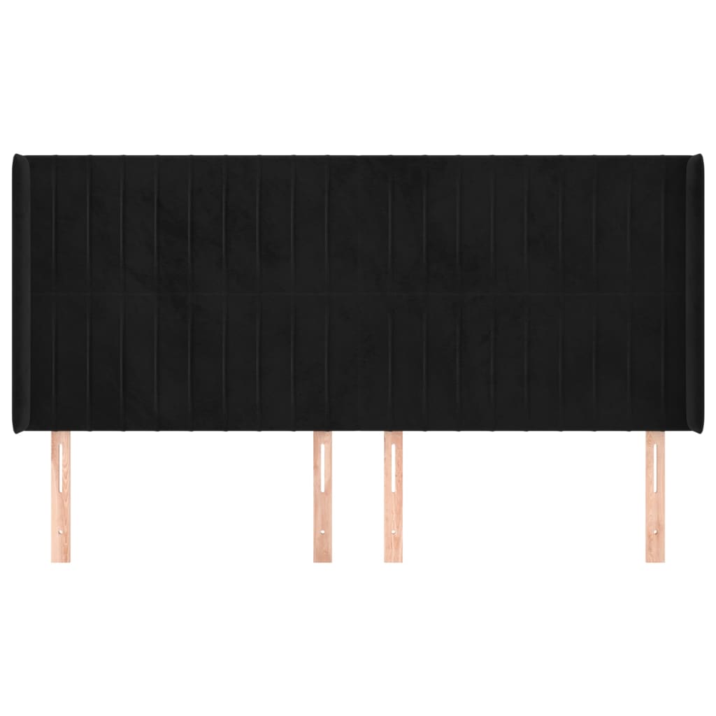 Testiera ad Orecchio Nera 163x16x118/128 cm in Velluto | homemem39