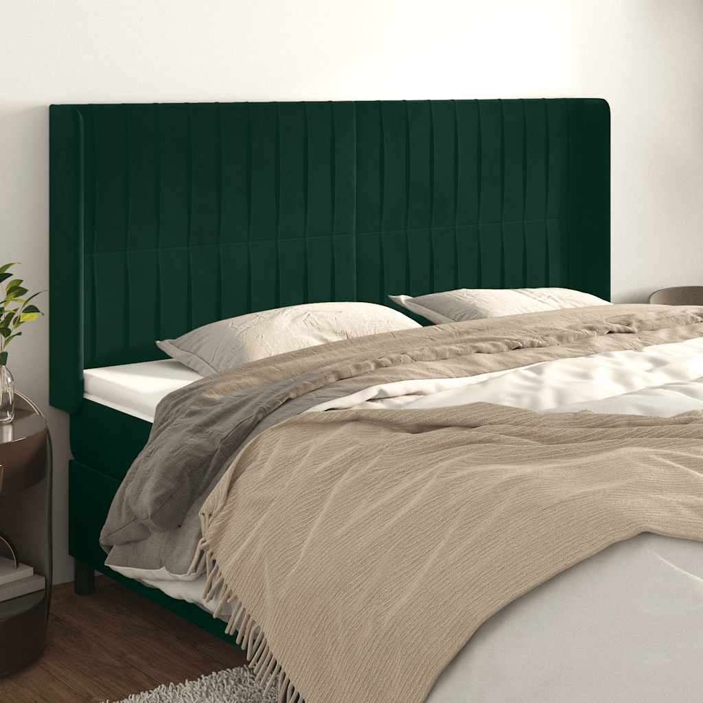 Testiera ad Orecchio Verde Scuro 163x16x118/128 cm in Velluto | homemem39