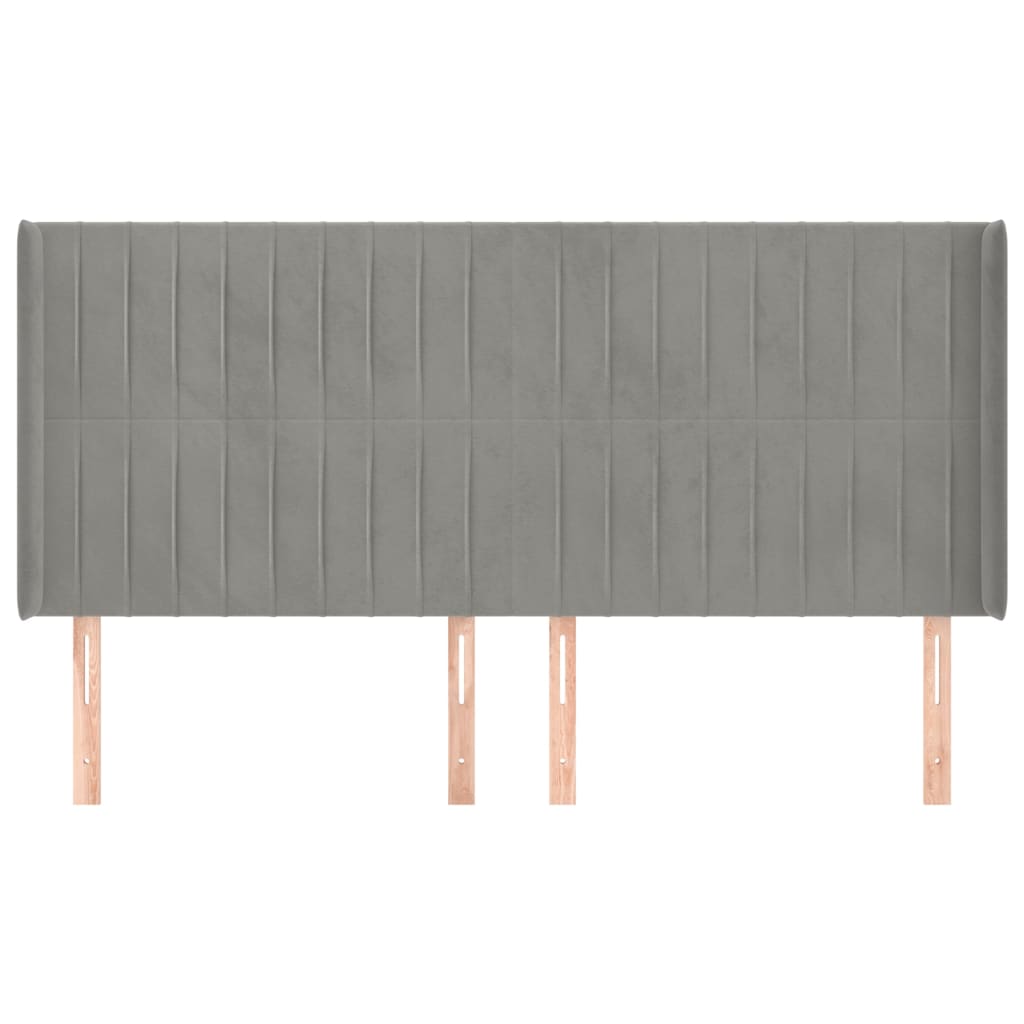 Testiera ad Orecchio Grigio Chiaro 183x16x118/128 cm in Velluto