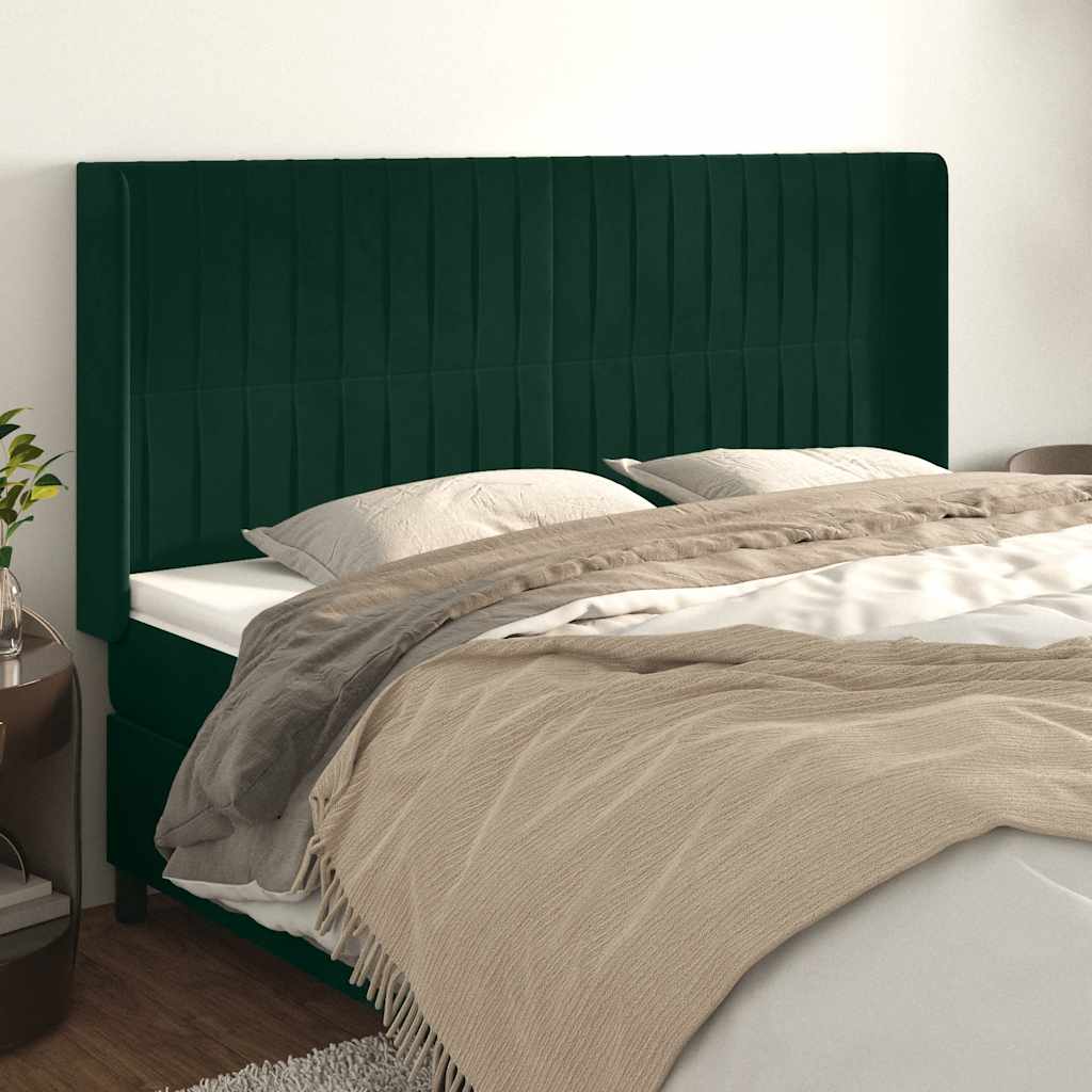 Testiera ad Orecchio Verde Scuro 183x16x118/128 cm in Velluto | homemem39