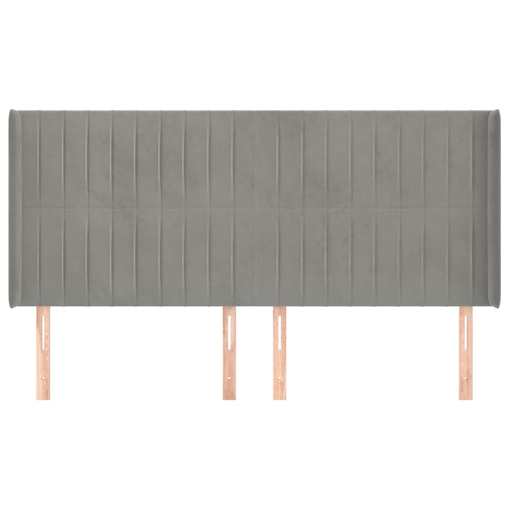 Testiera ad Orecchio Grigio Chiaro 203x16x118/128 cm in Velluto