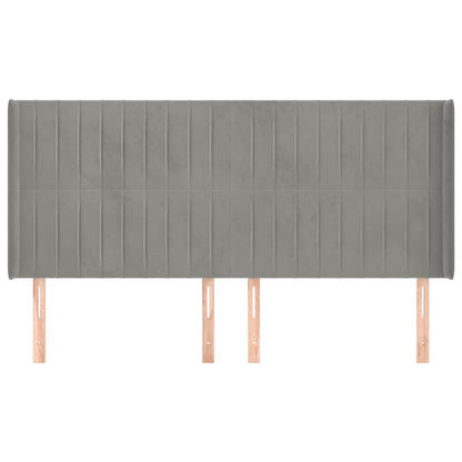 Testiera ad Orecchio Grigio Chiaro 203x16x118/128 cm in Velluto