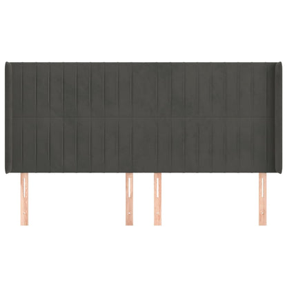 Testiera ad Orecchio GrigioScuro 203x16x118/128cm in Velluto