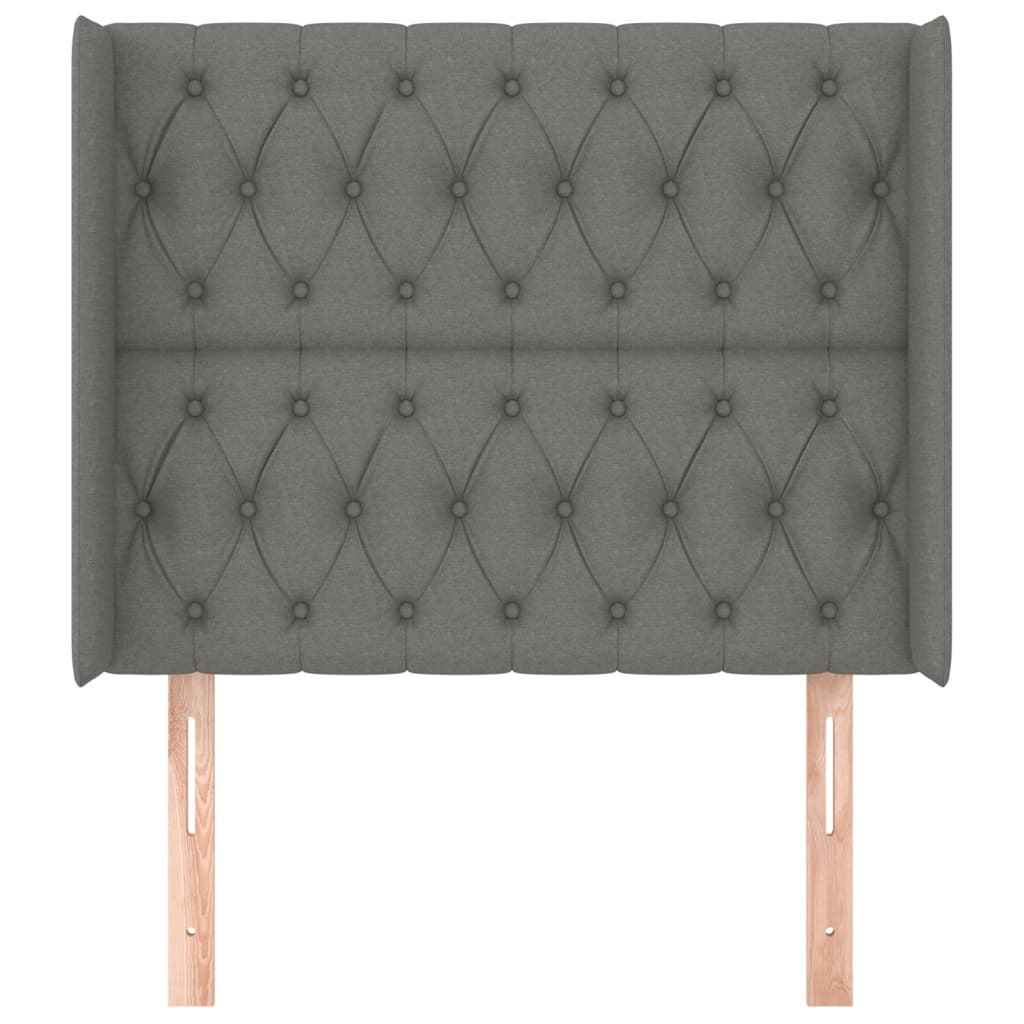 Testiera ad Orecchio Grigio Scuro 93x16x118/128 cm in Tessuto