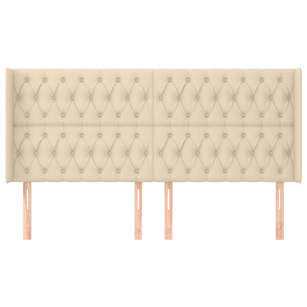 Testiera ad Orecchio Crema 183x16x118/128 cm in Tessuto