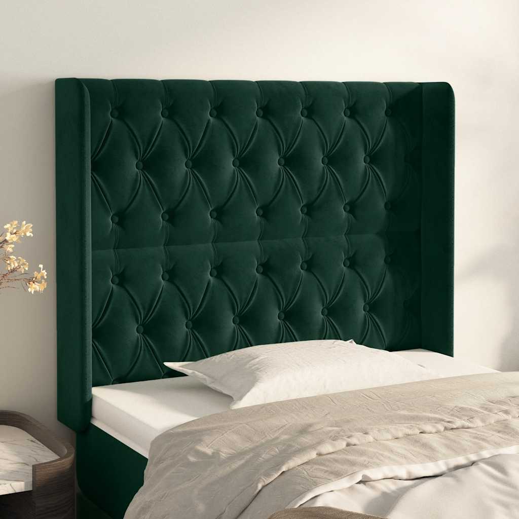 Testiera ad Orecchio Verde Scuro 93x16x118/128 cm in Velluto | homemem39