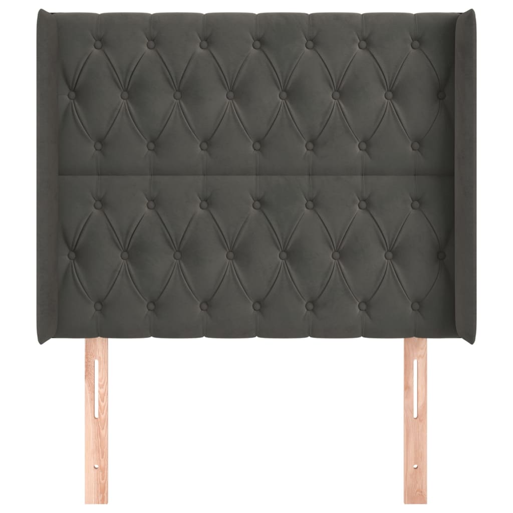 Testiera ad Orecchio GrigioScuro 103x16x118/128cm in Velluto