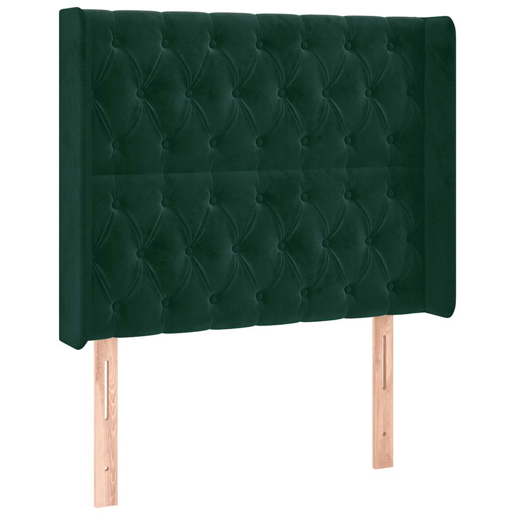 Testiera ad Orecchio Verde Scuro 103x16x118/128cm in Velluto | homemem39
