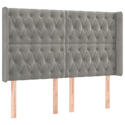 Testiera ad Orecchio Grigio Chiaro 147x16x118/128 cm in Velluto