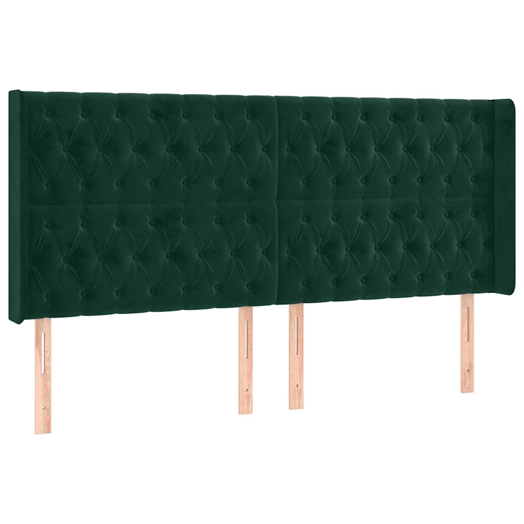 Testiera ad Orecchio Verde Scuro 183x16x118/128 cm in Velluto | homemem39