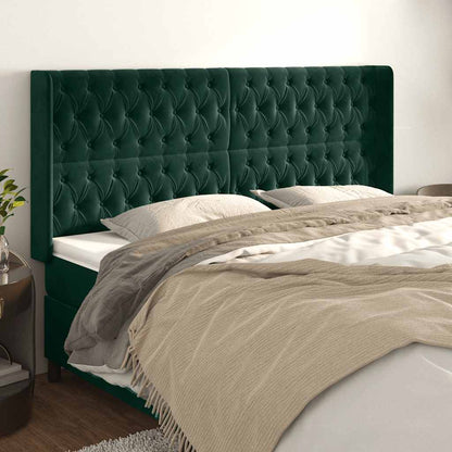 Testiera ad Orecchio Verde Scuro 183x16x118/128 cm in Velluto | homemem39