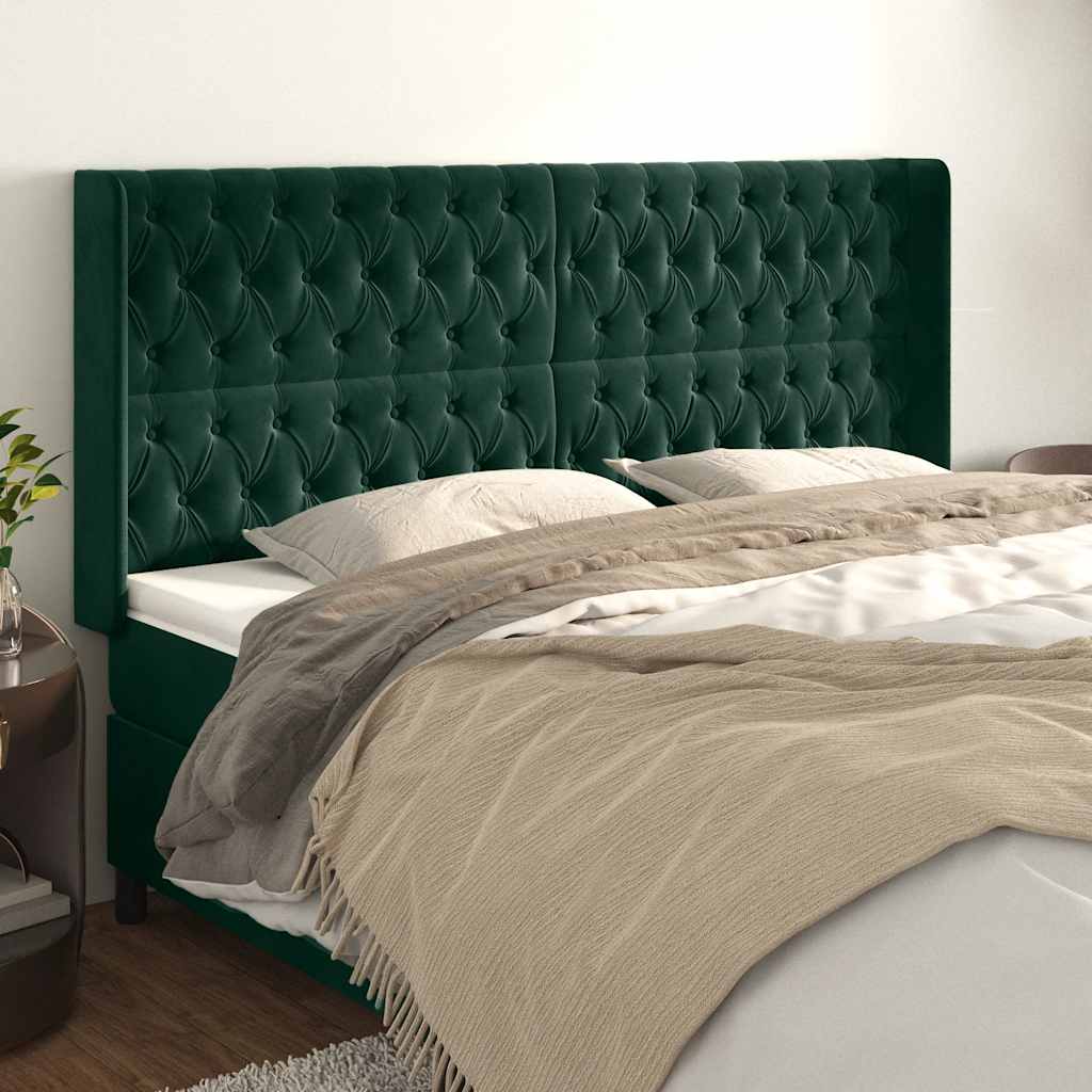 Testiera ad Orecchio Verde Scuro 203x16x118/128 cm in Velluto | homemem39