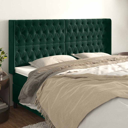 Testiera ad Orecchio Verde Scuro 203x16x118/128 cm in Velluto | homemem39